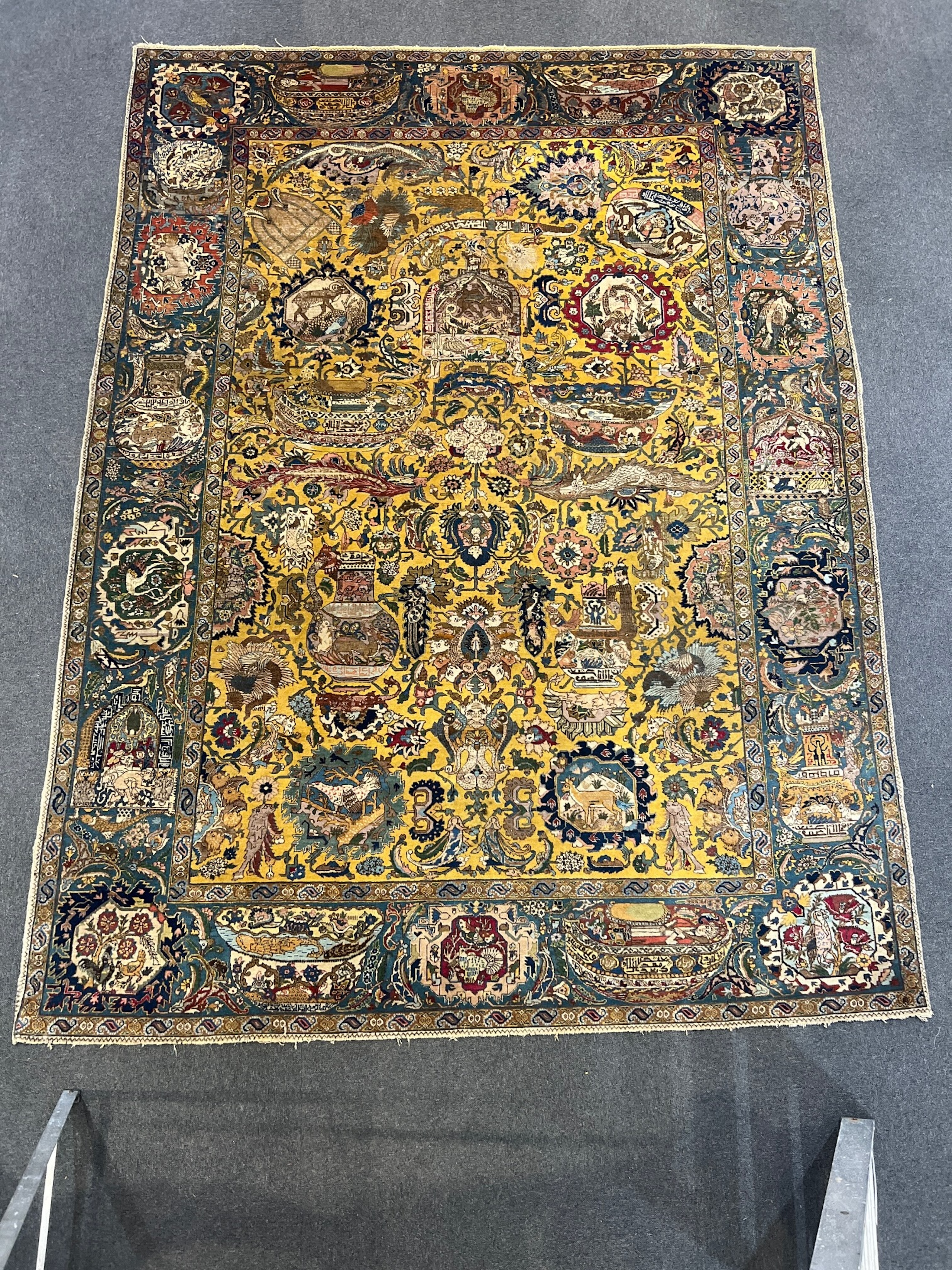 A Tabriz gold ground carpet